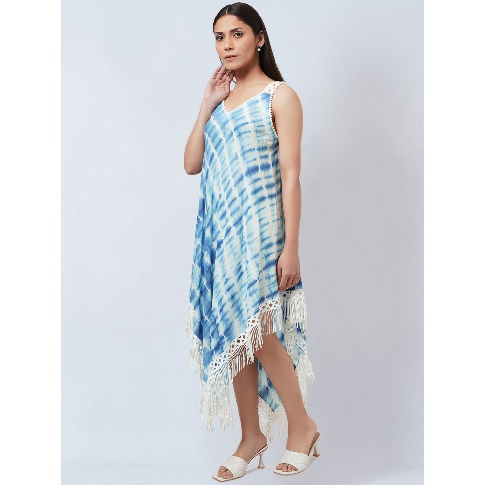 First Resort by Ramola Bachchan Blue Tie-Dye Handkerchief Dress