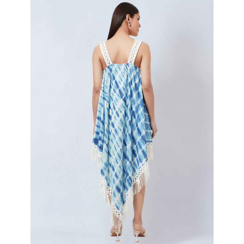 First Resort by Ramola Bachchan Blue Tie-Dye Handkerchief Dress
