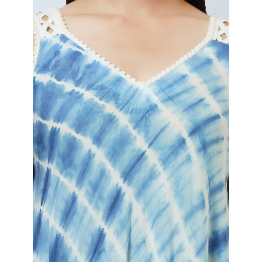 First Resort by Ramola Bachchan Blue Tie-Dye Handkerchief Dress