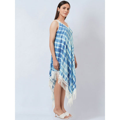 First Resort by Ramola Bachchan Blue Tie-Dye Handkerchief Dress