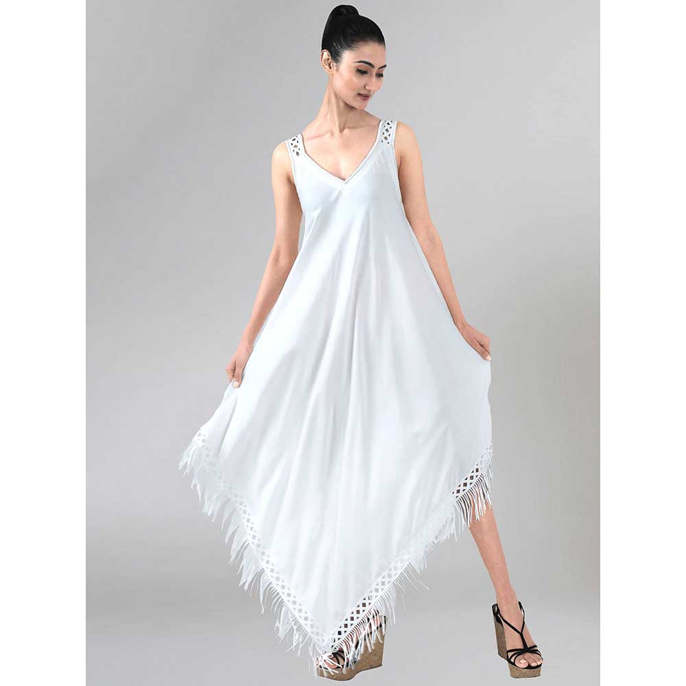 First Resort by Ramola Bachchan White Handkerchief Dress
