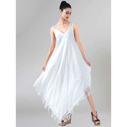 First Resort by Ramola Bachchan White Handkerchief Dress