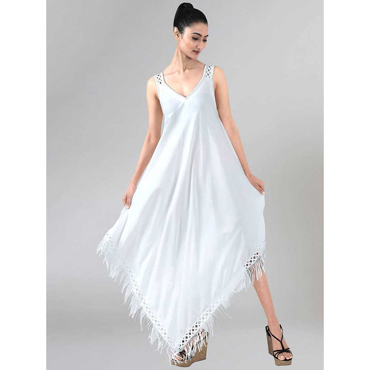 First Resort by Ramola Bachchan White Handkerchief Dress