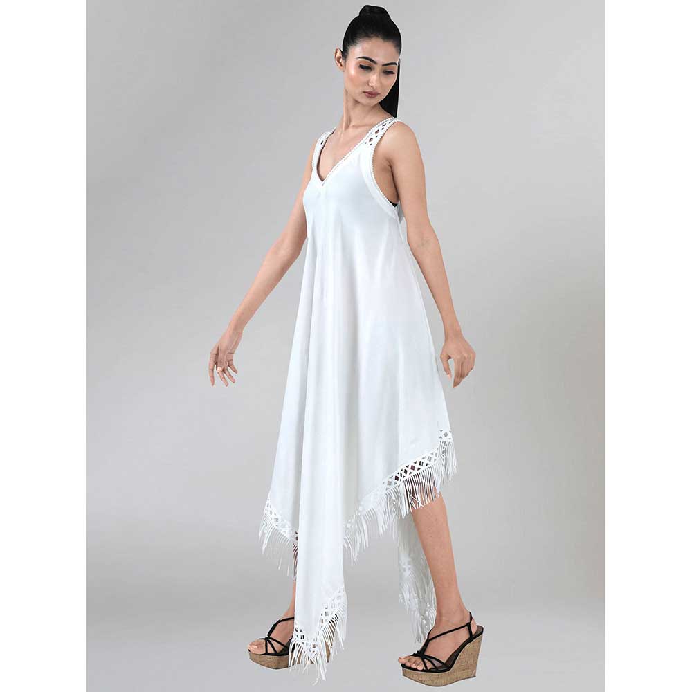 First Resort by Ramola Bachchan White Handkerchief Dress