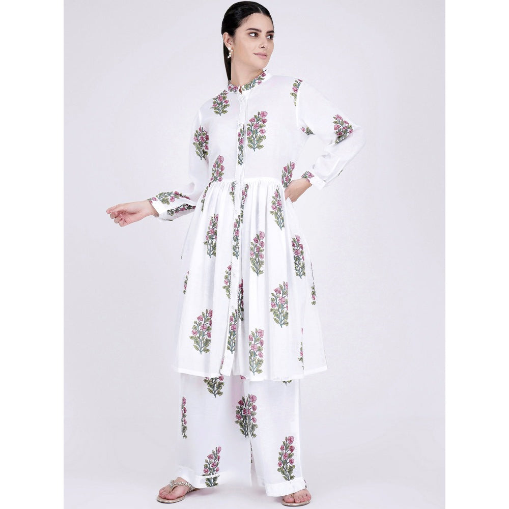 First Resort by Ramola Bachchan White Floral Coordinate (Set of 2)