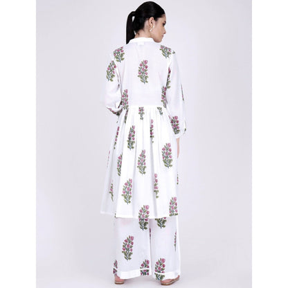 First Resort by Ramola Bachchan White Floral Coordinate (Set of 2)