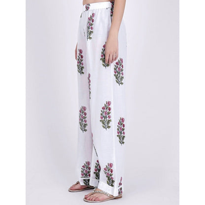 First Resort by Ramola Bachchan White Floral Coordinate (Set of 2)