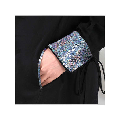 First Resort by Ramola Bachchan Black Sequined Shirt Dress And Wide Leg Pants
