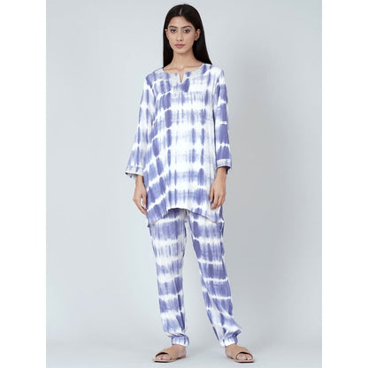 First Resort by Ramola Bachchan Blue And White Tie-Dye Lounge (Set of 2)