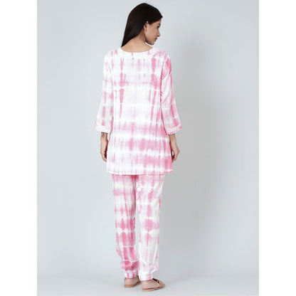 First Resort by Ramola Bachchan Pink And White Tie-Dye Lounge (Set of 2)