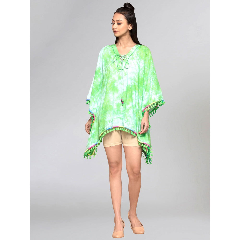 First Resort by Ramola Bachchan Green Tie-Dye Poncho Top