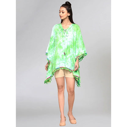 First Resort by Ramola Bachchan Green Tie-Dye Poncho Top