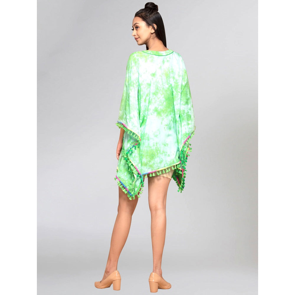 First Resort by Ramola Bachchan Green Tie-Dye Poncho Top