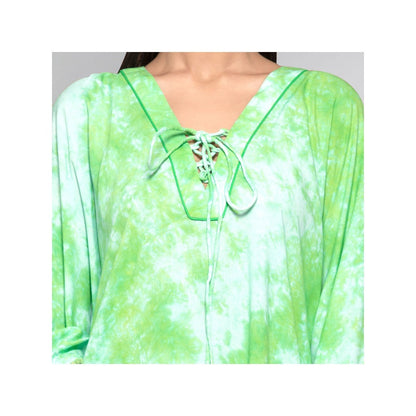 First Resort by Ramola Bachchan Green Tie-Dye Poncho Top