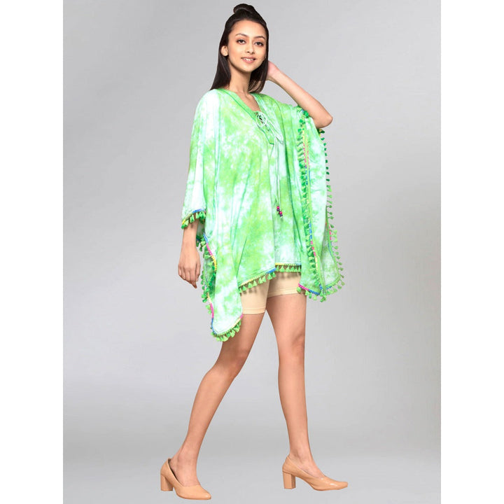 First Resort by Ramola Bachchan Green Tie-Dye Poncho Top