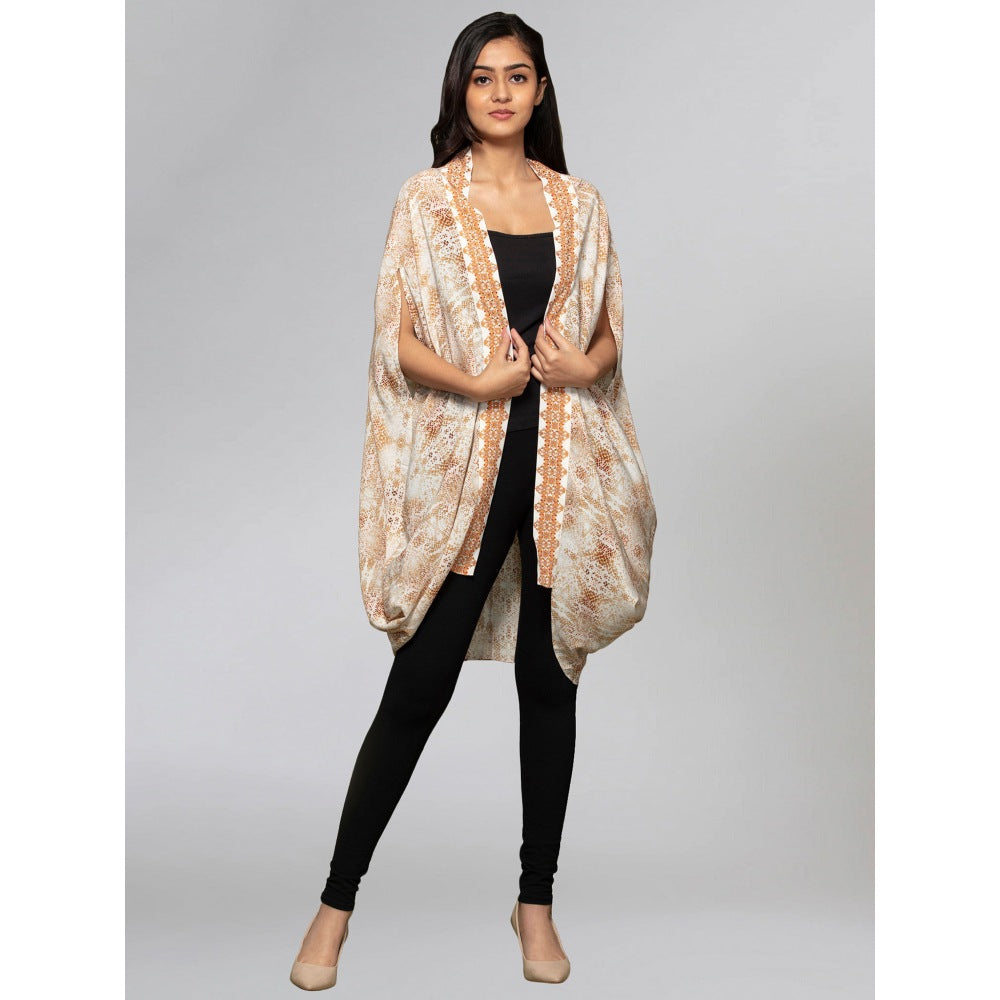 First Resort by Ramola Bachchan Beige Animal Print Cape