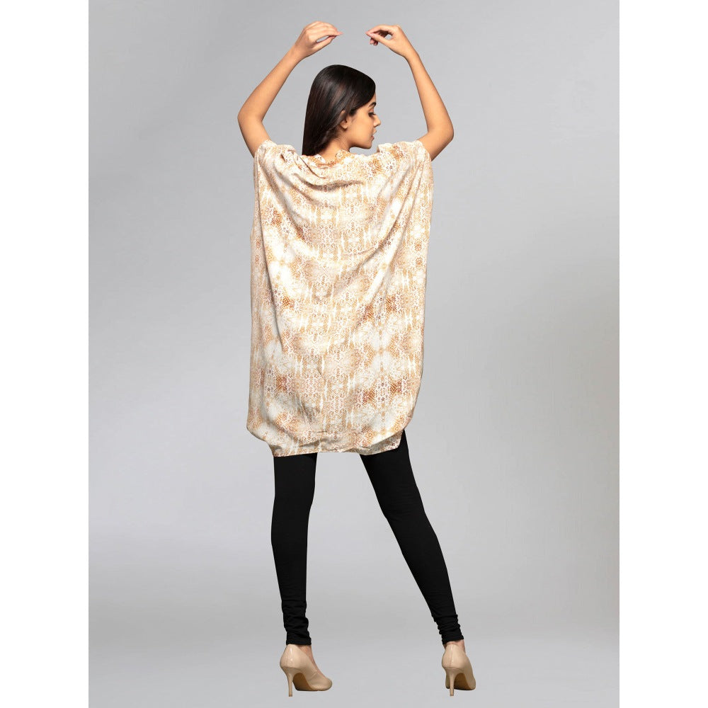 First Resort by Ramola Bachchan Beige Animal Print Cape