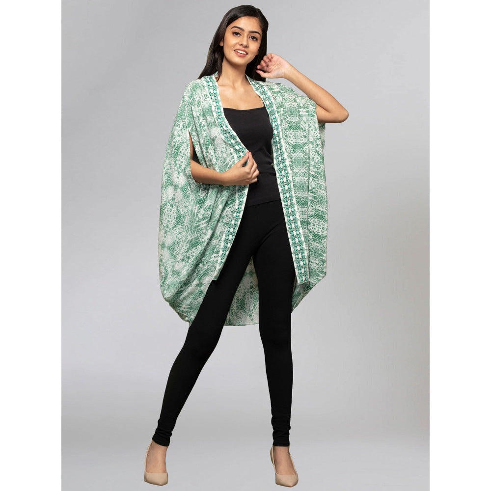 First Resort by Ramola Bachchan Green Animal Print Cape