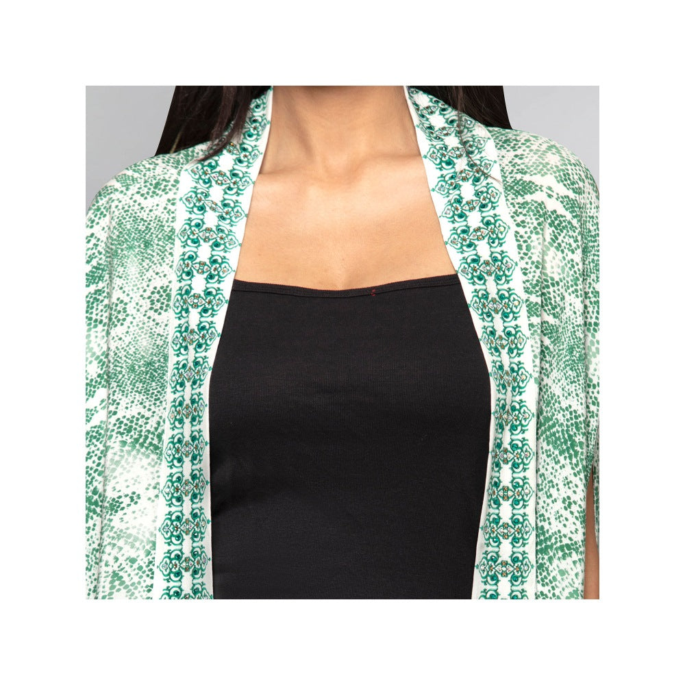 First Resort by Ramola Bachchan Green Animal Print Cape