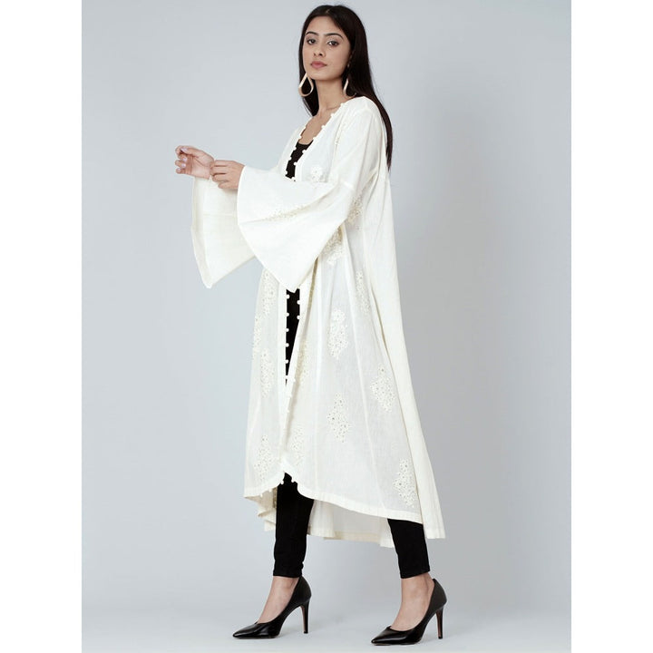 First Resort by Ramola Bachchan Off-White Embellished Coat Shrug