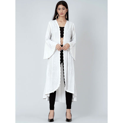 First Resort by Ramola Bachchan Grey Embellished Coat Shrug