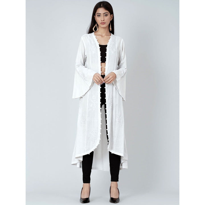 First Resort by Ramola Bachchan Grey Embellished Coat Shrug