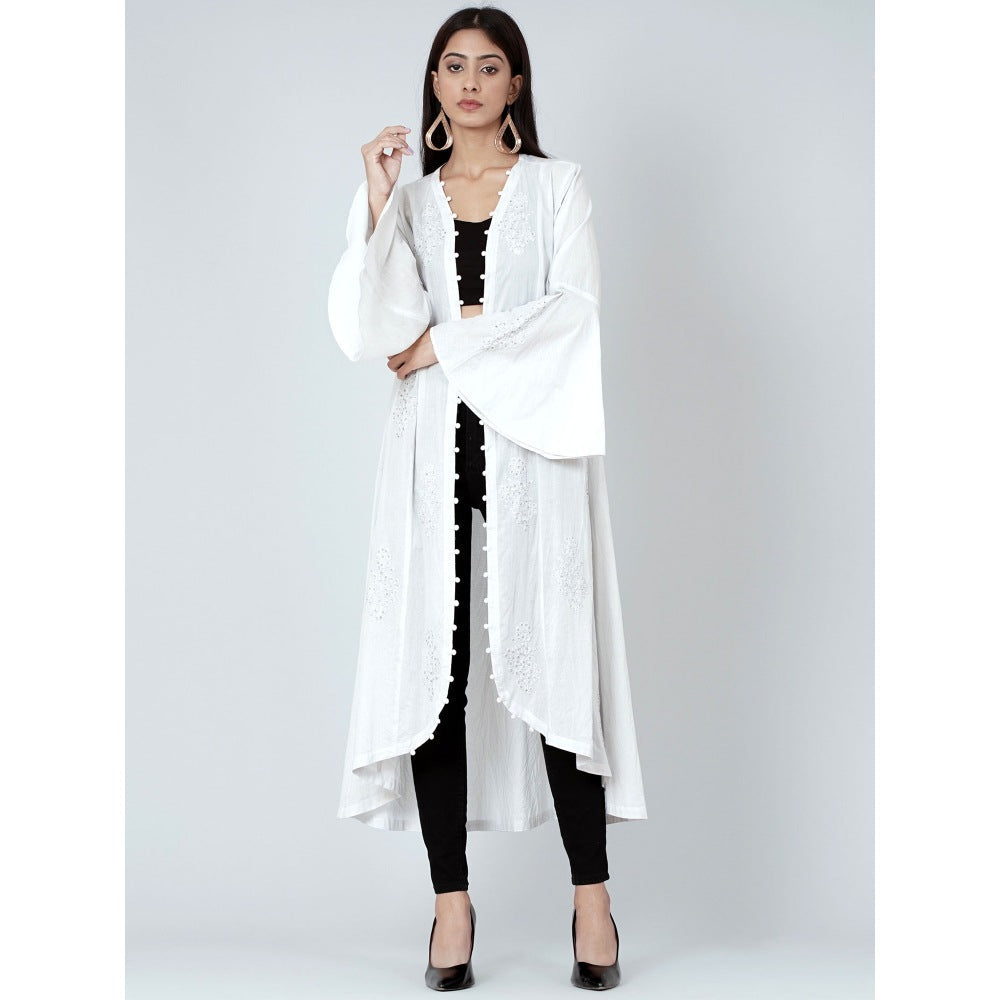 First Resort by Ramola Bachchan Grey Embellished Coat Shrug