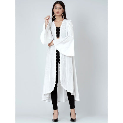 First Resort by Ramola Bachchan Grey Embellished Coat Shrug