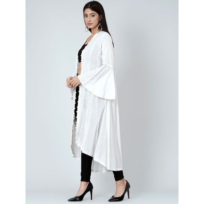 First Resort by Ramola Bachchan Grey Embellished Coat Shrug