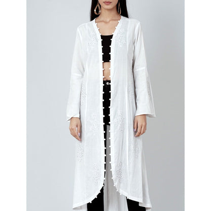 First Resort by Ramola Bachchan Grey Embellished Coat Shrug