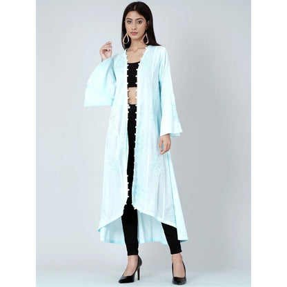 First Resort by Ramola Bachchan Light Blue Embellished Coat Shrug