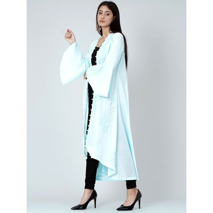 First Resort by Ramola Bachchan Light Blue Embellished Coat Shrug
