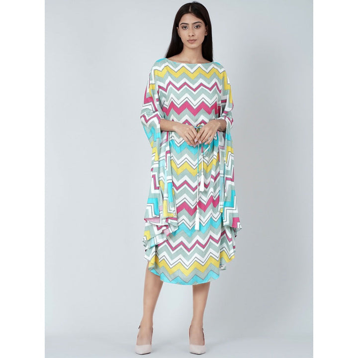 First Resort by Ramola Bachchan Blue And Pink Chevron Long Dress (Set of 2)