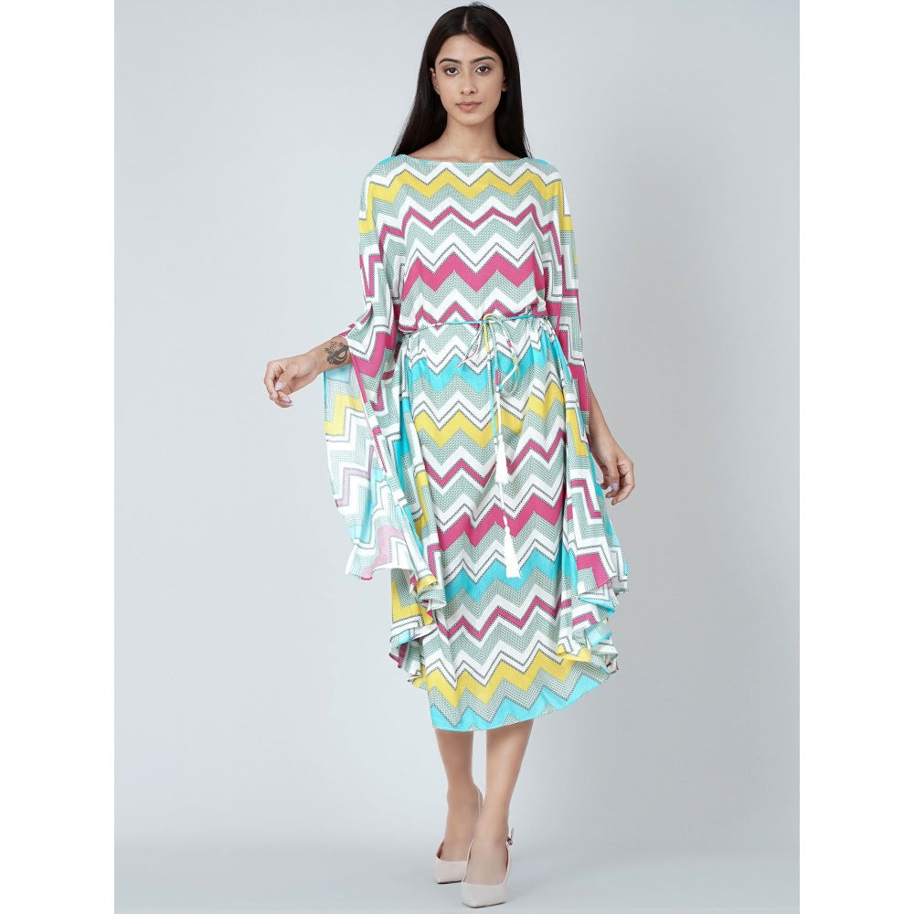 First Resort by Ramola Bachchan Blue And Pink Chevron Long Dress (Set of 2)