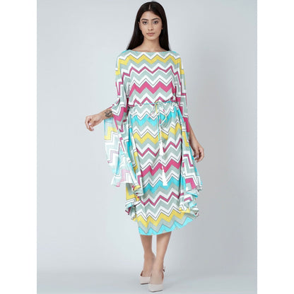 First Resort by Ramola Bachchan Blue And Pink Chevron Long Dress (Set of 2)