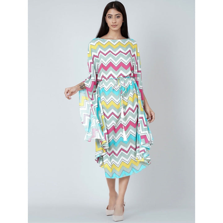 First Resort by Ramola Bachchan Blue And Pink Chevron Long Dress (Set of 2)