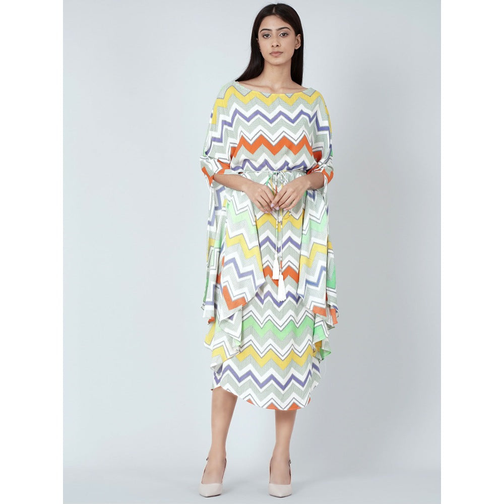 First Resort by Ramola Bachchan Orange And Yellow Chevron Long Dress (Set of 2)