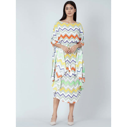 First Resort by Ramola Bachchan Orange And Yellow Chevron Long Dress (Set of 2)