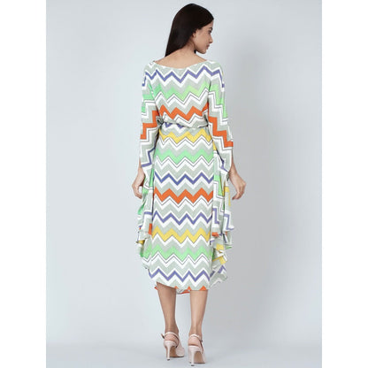 First Resort by Ramola Bachchan Orange And Yellow Chevron Long Dress (Set of 2)