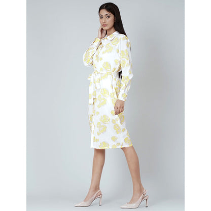 First Resort by Ramola Bachchan Yellow Rose Print Shirt Dress (Set of 2)
