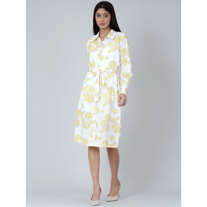 First Resort by Ramola Bachchan Yellow Rose Print Shirt Dress (Set of 2)