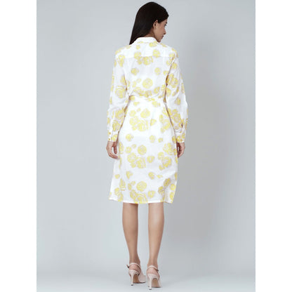 First Resort by Ramola Bachchan Yellow Rose Print Shirt Dress (Set of 2)