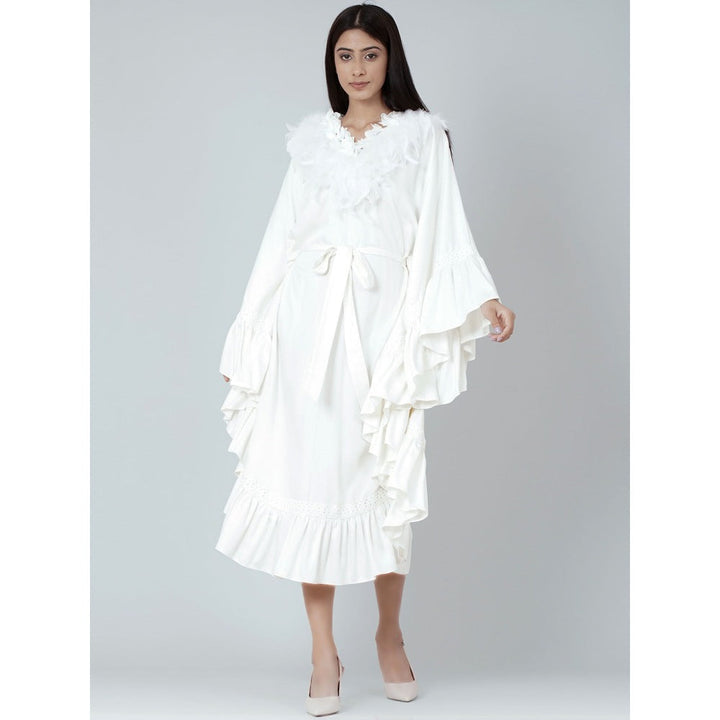 First Resort by Ramola Bachchan White Ruffle Long Dress (Set of 2)