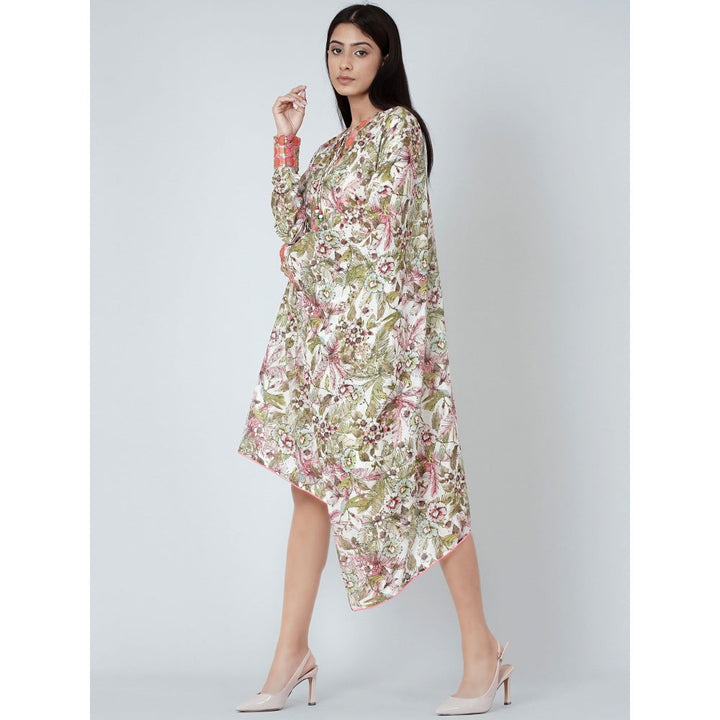 First Resort by Ramola Bachchan Green One Sleeve Floral Print Dress