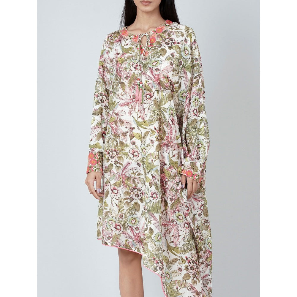 First Resort by Ramola Bachchan Green One Sleeve Floral Print Dress