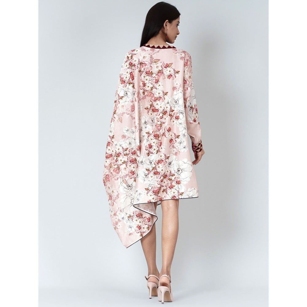 First Resort by Ramola Bachchan Pink One Sleeve Floral Print Dress