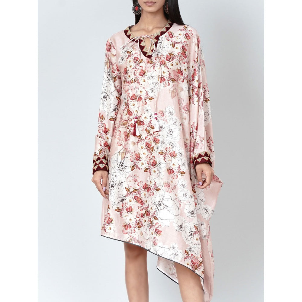 First Resort by Ramola Bachchan Pink One Sleeve Floral Print Dress