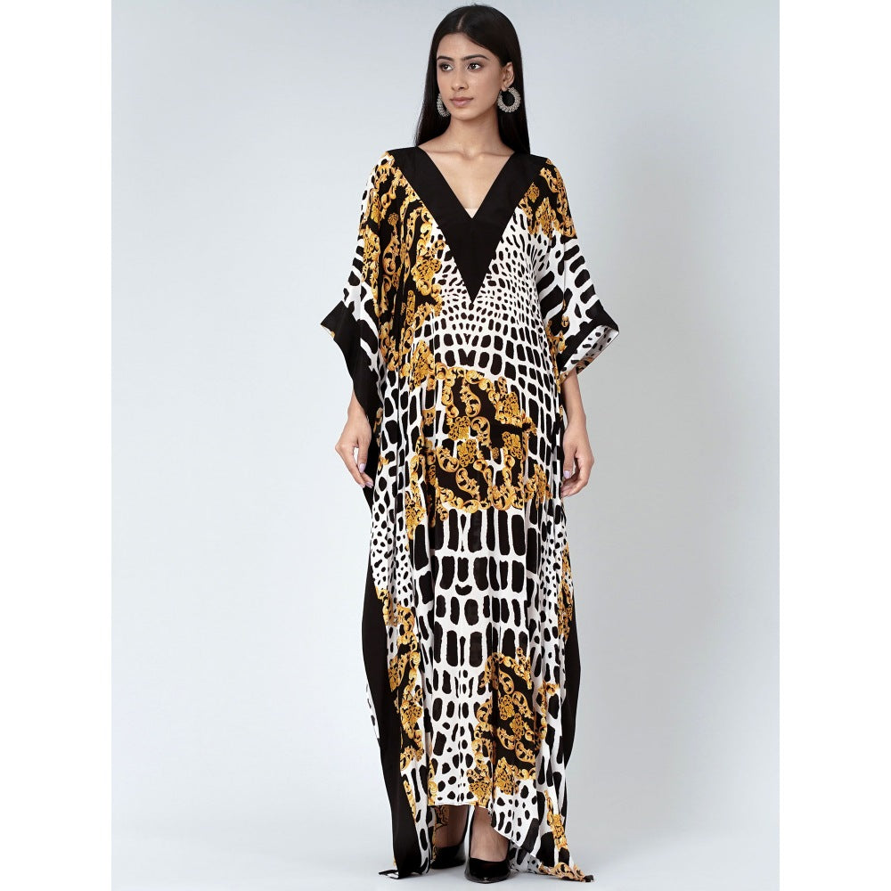 First Resort by Ramola Bachchan Yellow Baroque Full Length Kaftan