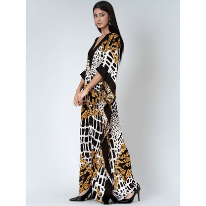 First Resort by Ramola Bachchan Yellow Baroque Full Length Kaftan