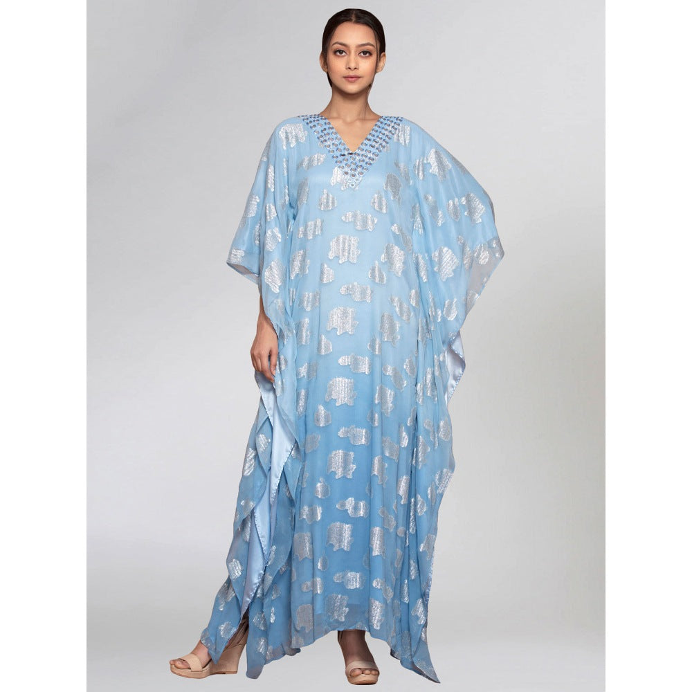 First Resort by Ramola Bachchan Blue And Grey Ombre Full Length Kaftan